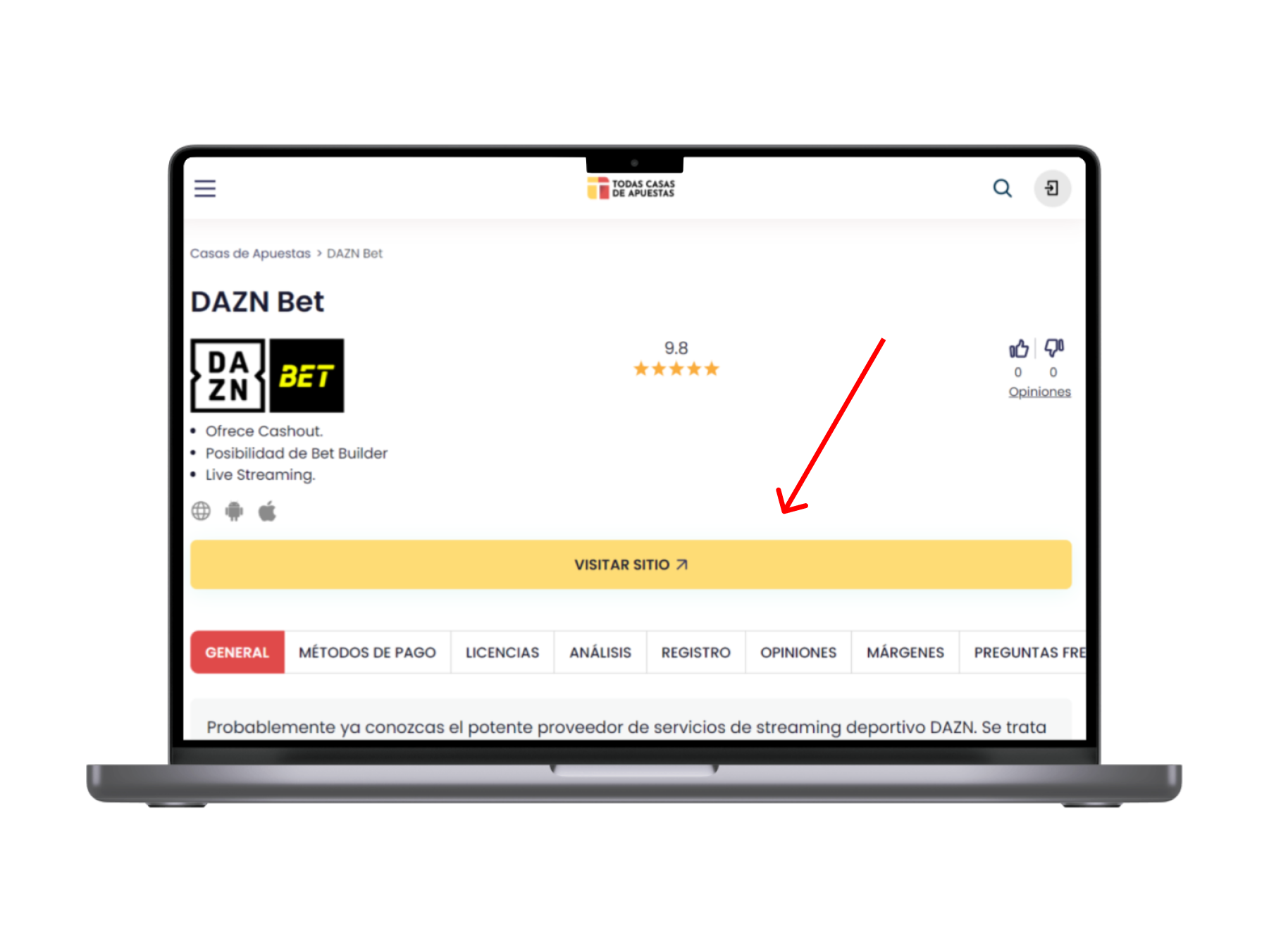 Interfaccia Daznbet
