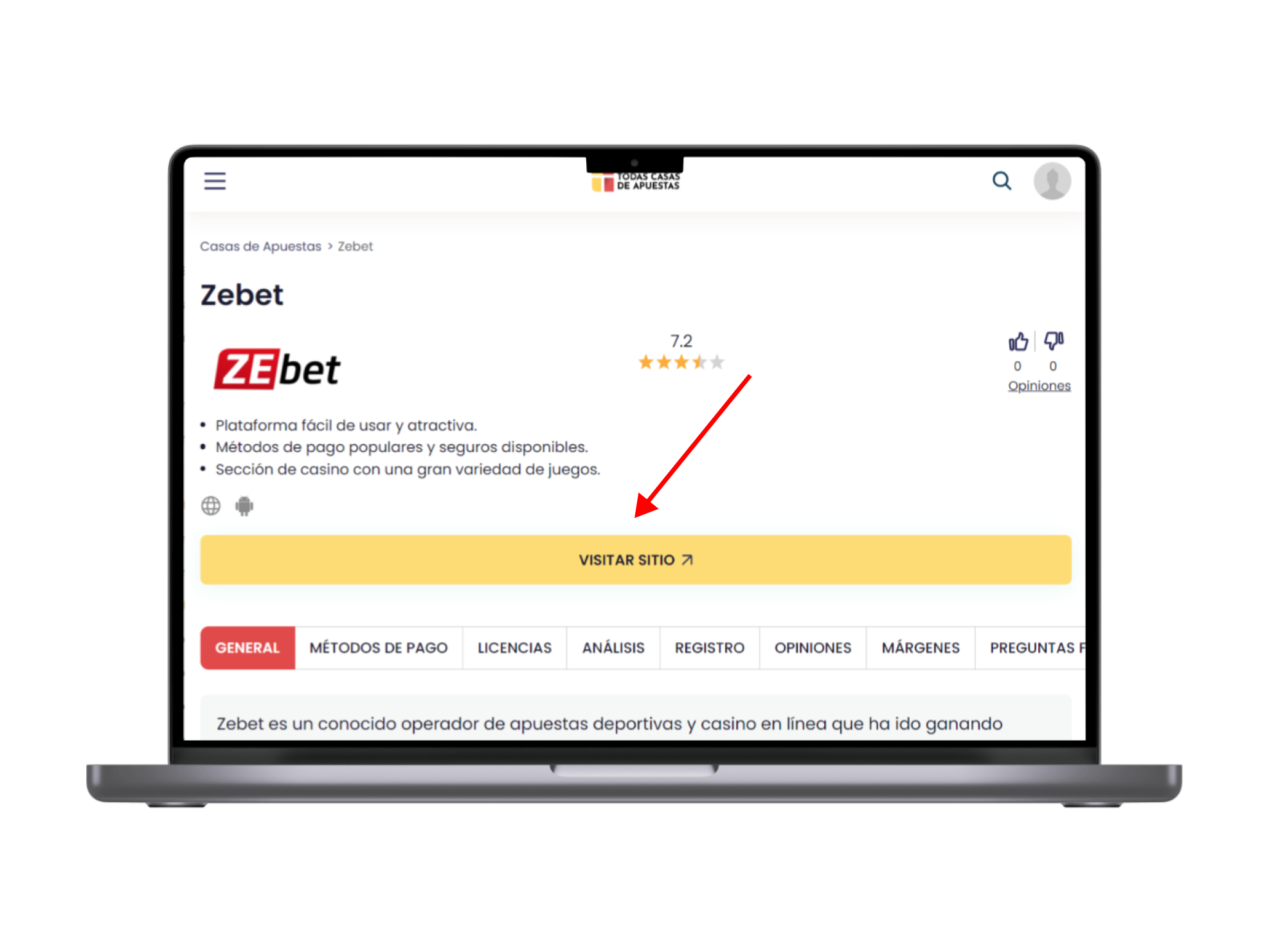Zebet Casino interface
